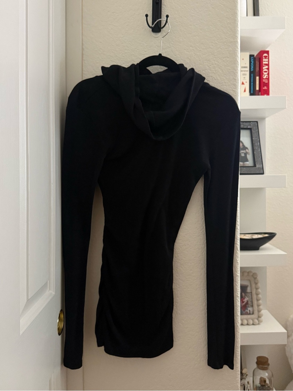 Michael Stars Black Hooded Long-Sleeve Slim Top